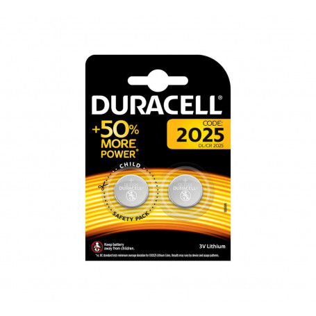 Pile Duracell Lithium CR2025 pour Prothèse Auditive, Montre, Télécommande et Calculatrice