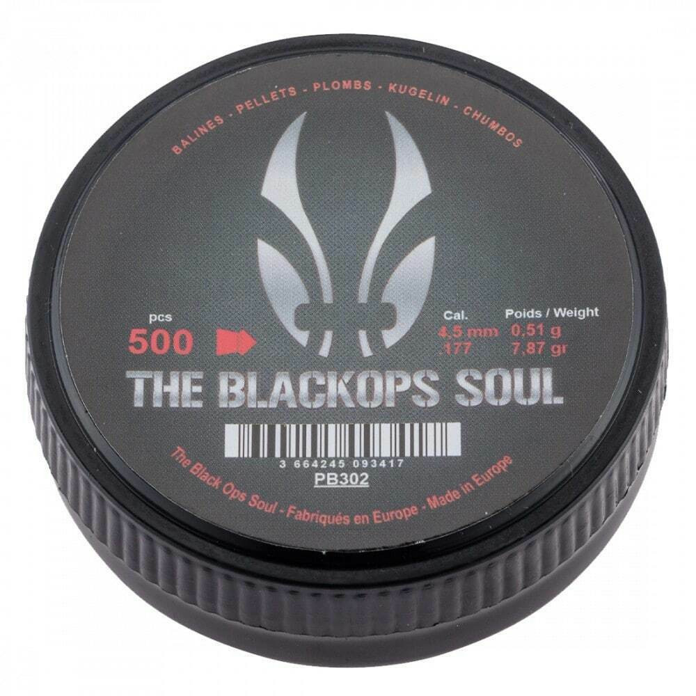 Boite de 500 Plombs 4.5 mm Black Ops Soul Tête pointue par 8