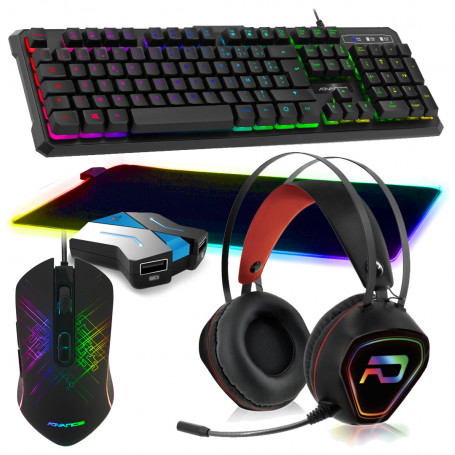Pack Clavier Souris Gamer Tapis LED CrossGame Casque GTA 230 pour Switch, PS4, XB1