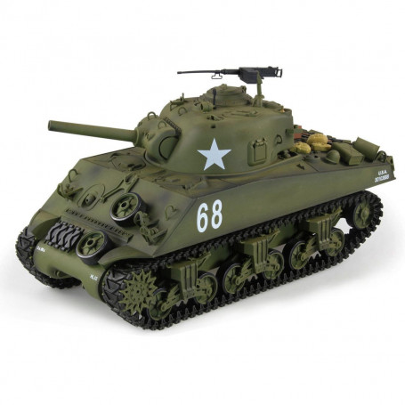 Tank Télécommandé US M4A3 Char de Combat Américain 1/16 ème IR Billes Son et Fumée