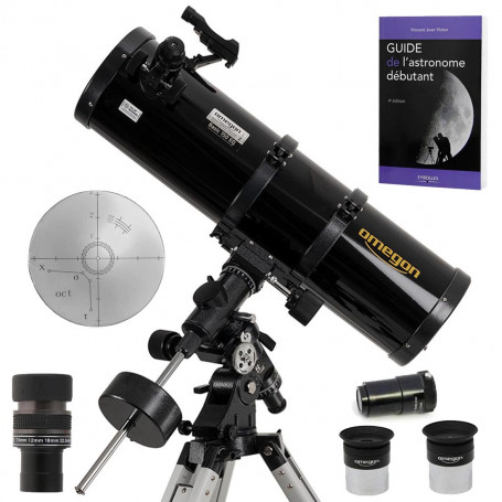 Pack Télescope Omegon 150/750 EQ4 + Zoom + Guide Débutant + Oculaires + Visée Polaire + Barlow