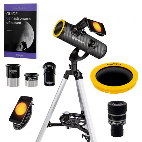 Pack Télescope Bresser Solarix 76/350 + Monture AZ1 + Filtre Solaire + Oculaires + Zoom + Guide