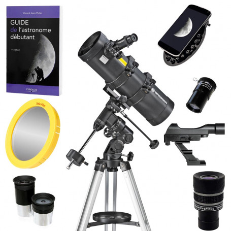 Pack Télescope Bresser Spica 130/1000 Monture EQ3 + Filtre Solaire + Oculaires + Zoom + Guide
