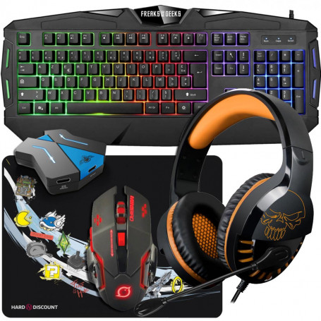Pack Cross Gamer Pro V2 Clavier Souris Casque Tapis Convertisseur pour Xbox One PS4 PS3 Switch