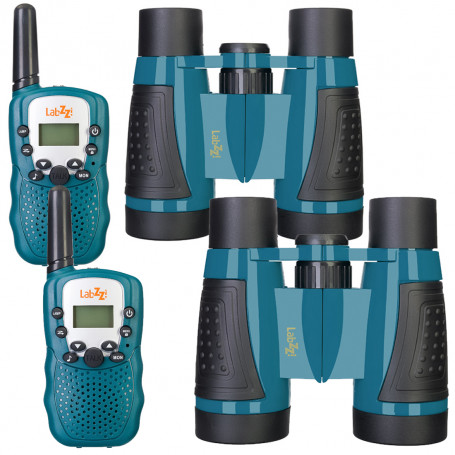 Pack 2 Paires de Jumelles et 2 Talkie-Walkie Bleu LabZZ WTT10 LEVENHUK